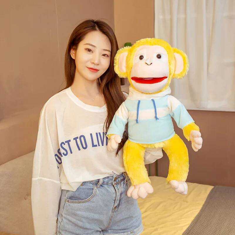 C Cute Stuffed Plush Doll Animal Hand Puppet Children Theater Performance Props Dinosaur Panda Scar