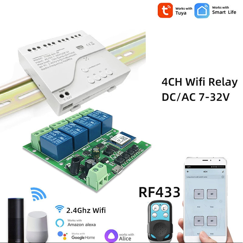 Graffiti Smart APP Smart Life APP สี่ช่อง 5v12V24V32V โทรศัพท์มือถือสมาร์ทรีโมทคอนโทรลสวิตช์ควบคุมกา