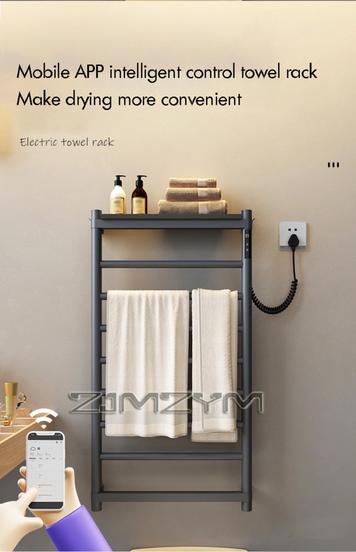 Electric Towel Rack Stainless Steel Temperature &Time Control Smart Heated Towel Rail Towel Warmer
