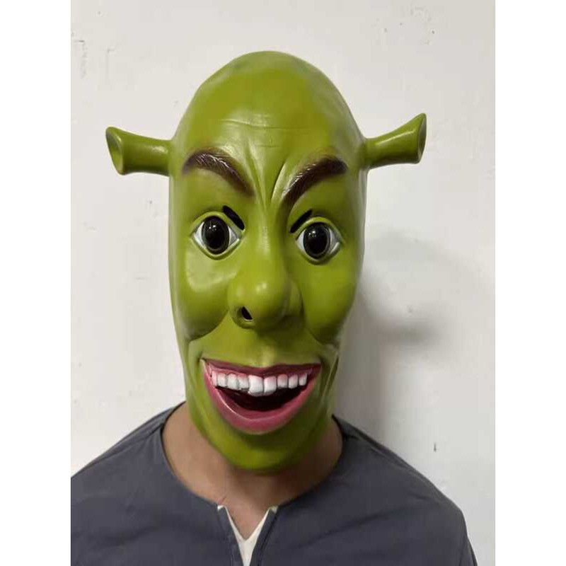 Monster Shrek Latex Mask ฮาโลวีนสยองขวัญ Masquerade Props cos ธีมภาพยนตร์ตลกหัวสีเขียว