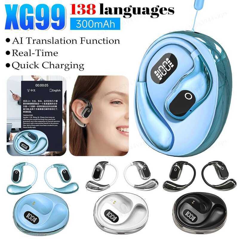 XG99 เปิด Real-Time AI 138 Langges บลูทูธ 5.3 แขวนหูหูฟัง Smart Vo Translator หูฟัง