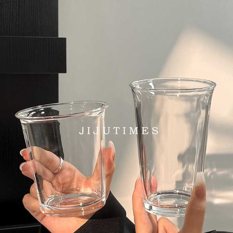 Simple Glass Cup i ns Reverse Mouth Coffee Water Tea Milk Drink Past อาหารเช้า