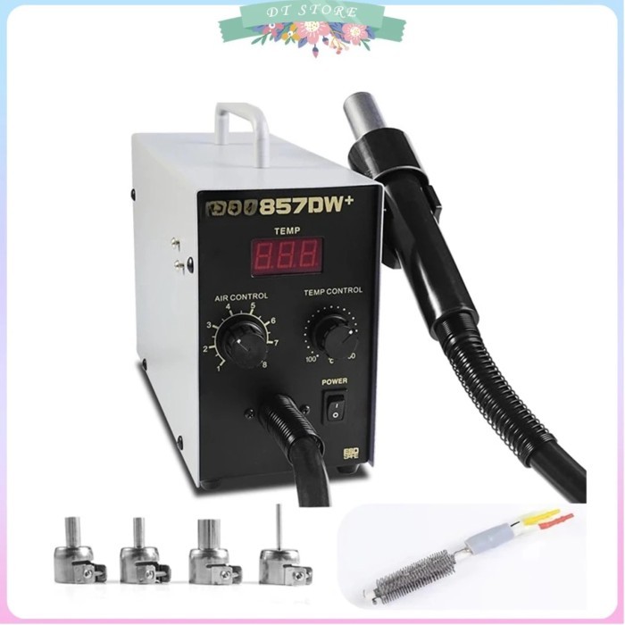 857DW+ Adjustable Hot Air Gun Soldering Station Heater Helical Wind Air Gun SMD Rework Station