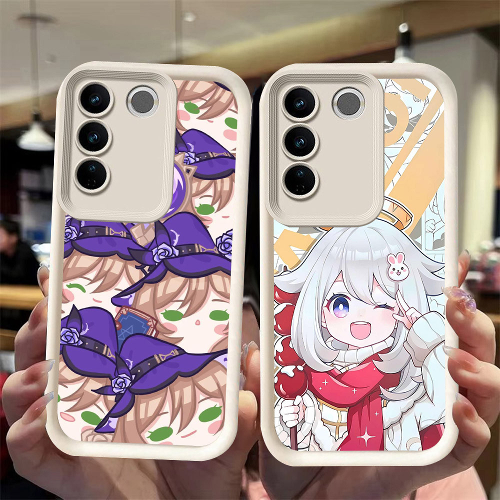 J-37 Genshin Impact ดำขาวชมพูเคสโทรศัพท์หรับ VIVO V27 V29 V29E Pro