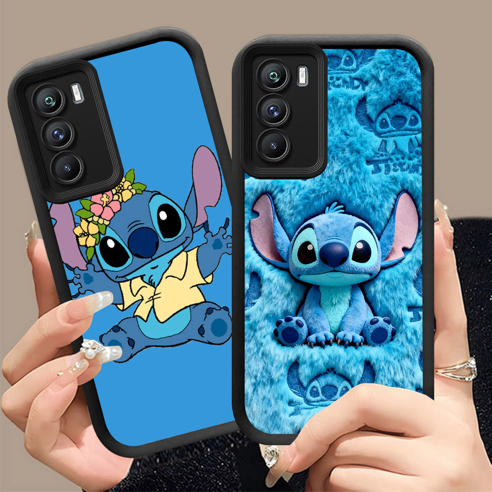 Q-20 Stitch ขาวดำเคสโทรศัพท์หรับ Realme C75X C75 14X C73 5G ปกสีชมพู