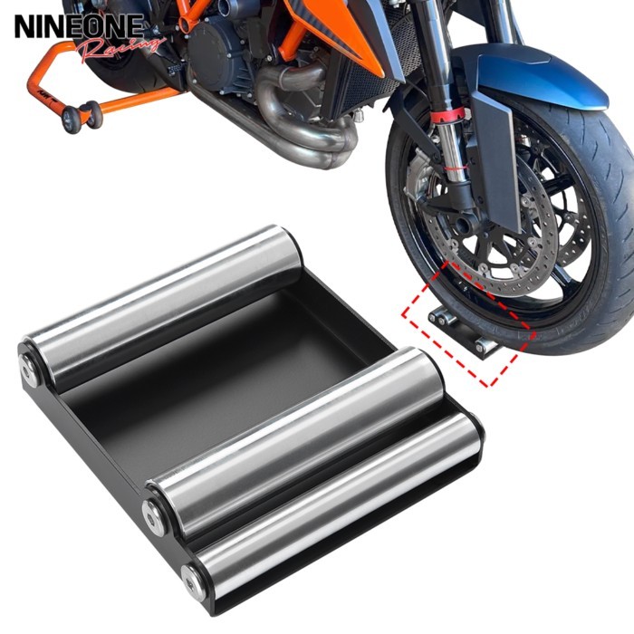 Motorcycle Wheel Cleaning Stand Paddock Wheel Roller Stand For Tire Cleaning & Chain Lubrication-Bl