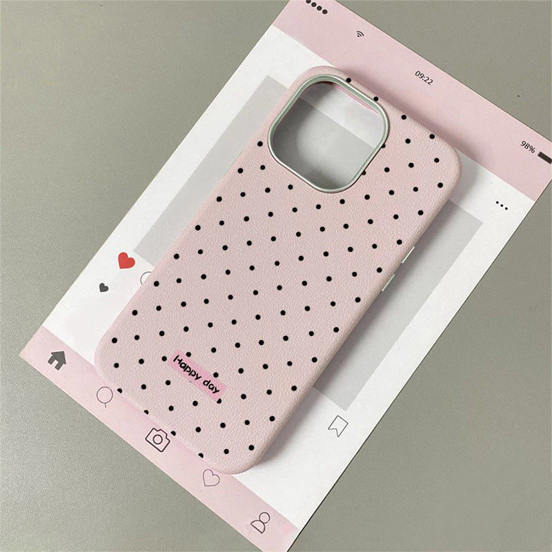 เคสไอโฟน 16 สำหรับ IPhone 13 XR 16 15 11 14 12 Pro Max 15 14 16 6 6S Plus XS X โปลก้า จุดสีทึบหนัง กรณีพื้นผิว