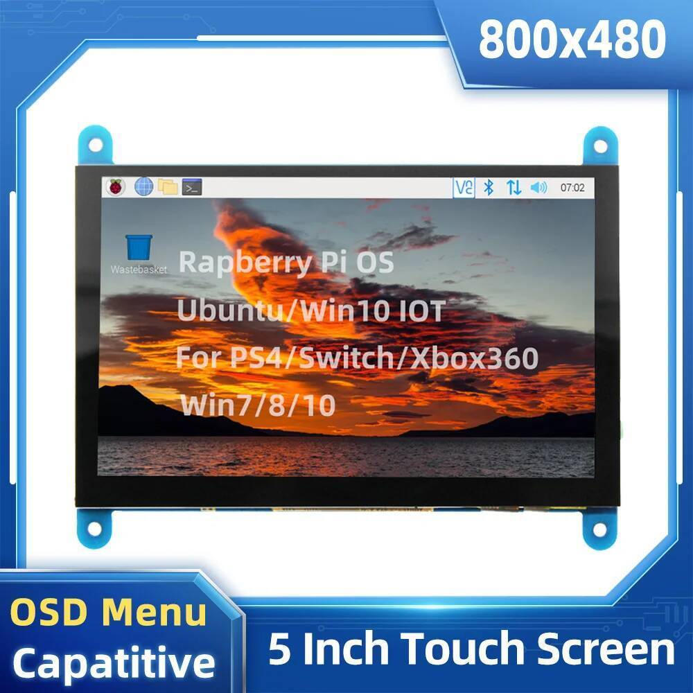 ใหม่ 5 นิ้วหน้าจอสัมผัส 800*480 LCD HDMI-ใช้งานร่วมกับสําหรับ Raspbery Pi สีส้ม Pi AIDA64 PC รอง Mon