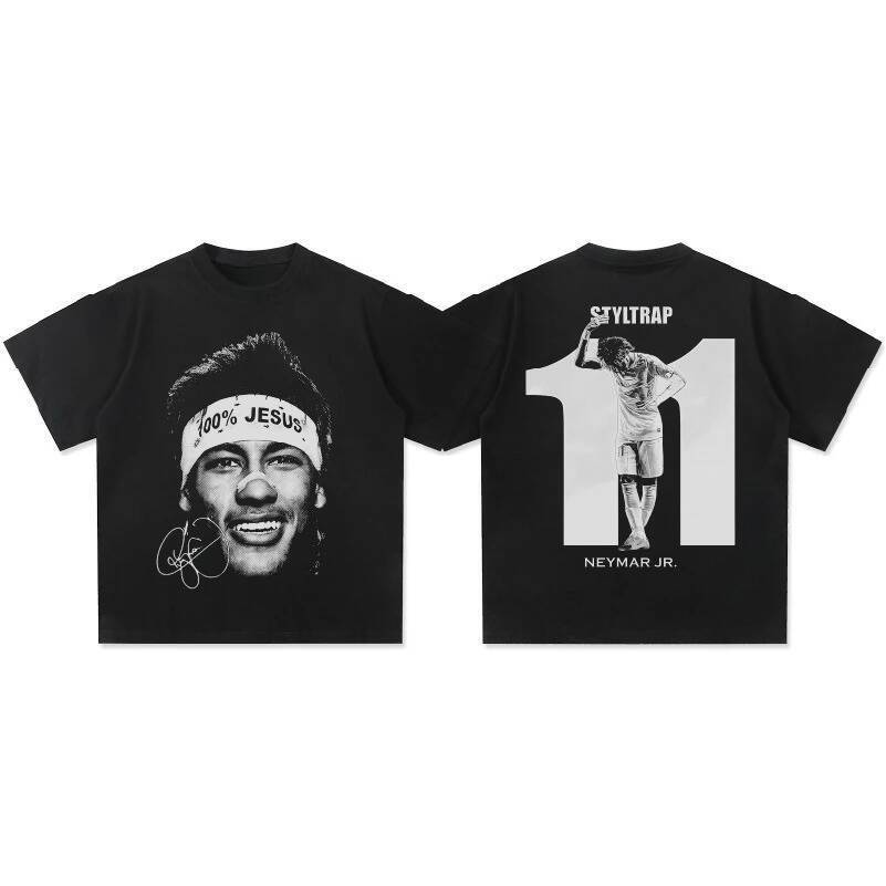 American Hip Hop Summer Neymar American Short Sleeve Crew Neck Heavy T-Shirt Mens and Womens