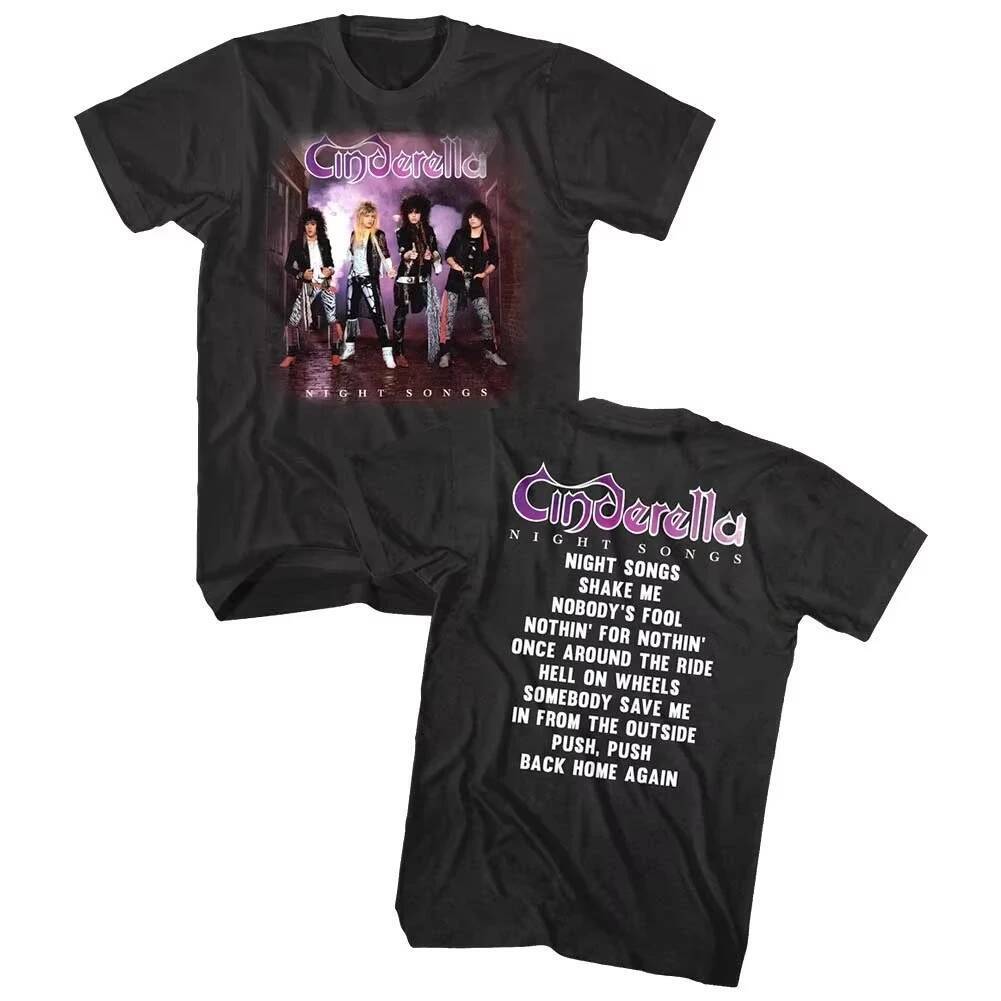 Cinderella Night Songs อัลบั้มปก Art T เสื้อ 80s Glam Rock Band Merch ผู้ชายและผู้หญิงเดียวกันคอลูกเ