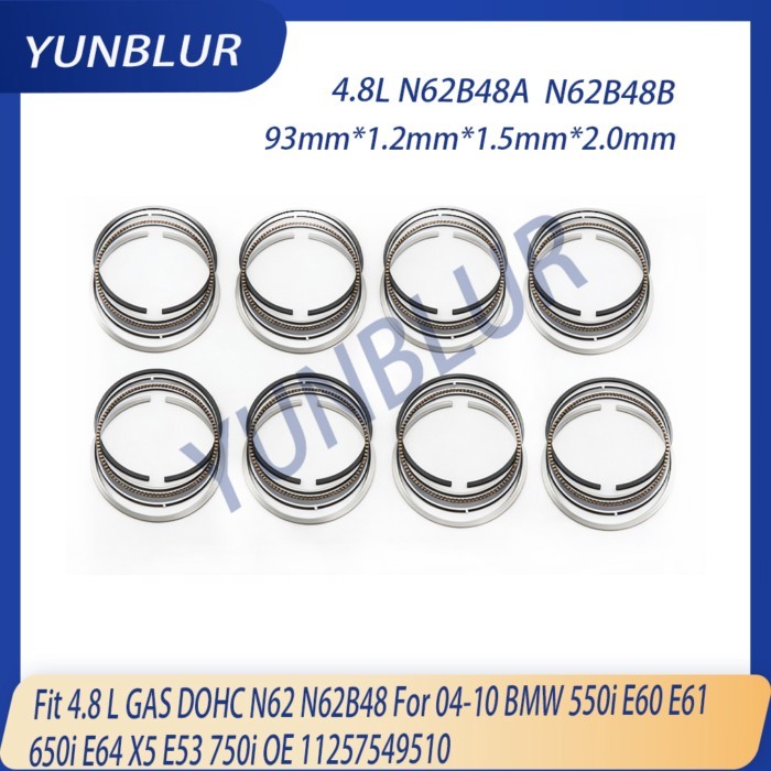 STD Engine Parts Piston Rings Set Fit 4.8 L GAS DOHC N62 N62B48 For 04-10 BMW 550i E60 E61 650i E64