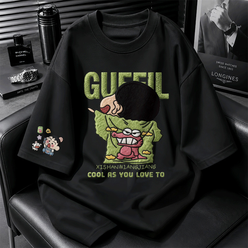 [COD] เสื้อยืดแขนสั้นแฟชั่น เสื้อยืดผู้ชายผู้หญิง พิมพ์ลายหน้าและแขน ดีไซน์มินิมอล ใส่ได้ทุกโอกาส แห้งไว MAN T-SHIRT