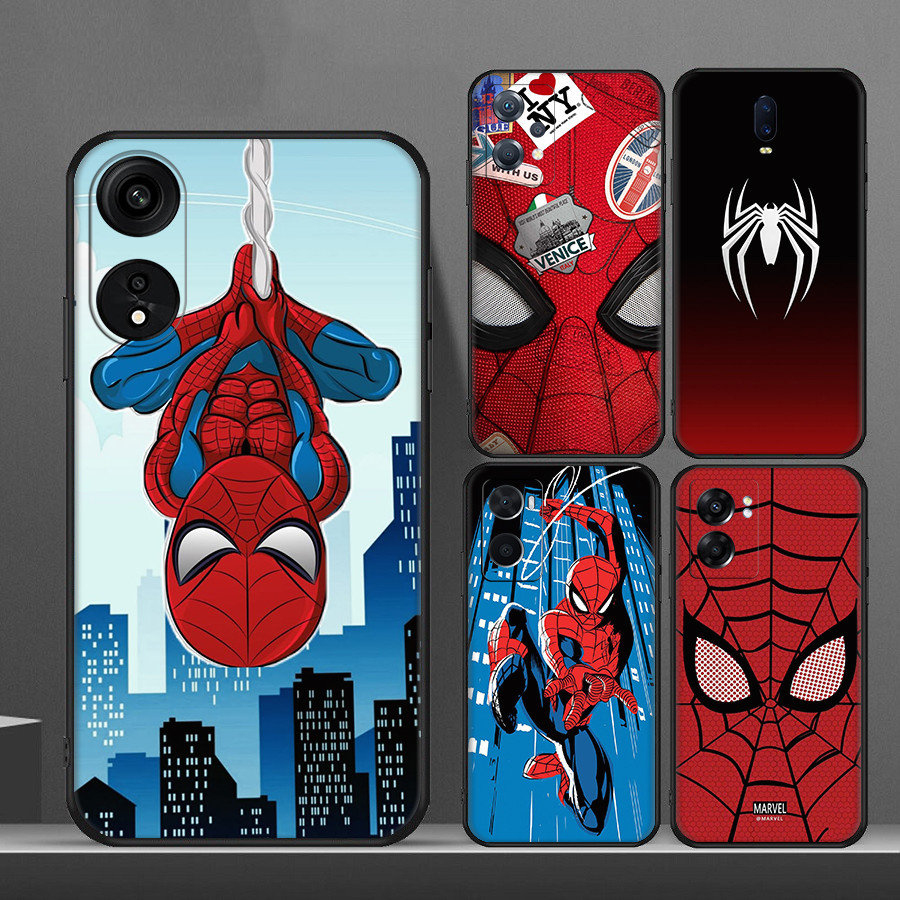 สําหรับ OPPO Reno 8T 7 lite 7z 5G 6 4G 11F 12F 12FS 12 อะนิเมะ Spider-Man 8Y14 นุ่มสีดํา TPU เคสโทรศ