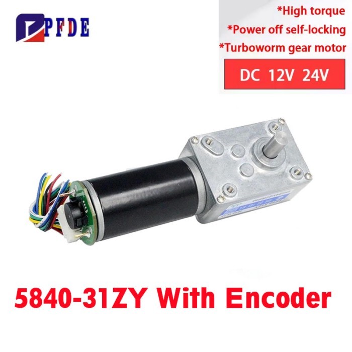 5840-31ZY With Scroll Hall Encoder DC Motor 12V 24V Self Locking ALL Metal Gear Forward Reverse Wor