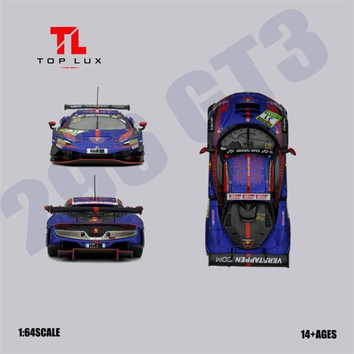 Top Lux 1: 64 Leap Horse 296 GT3 Red Bull No. 31 รถโลหะผสมรุ่น TL