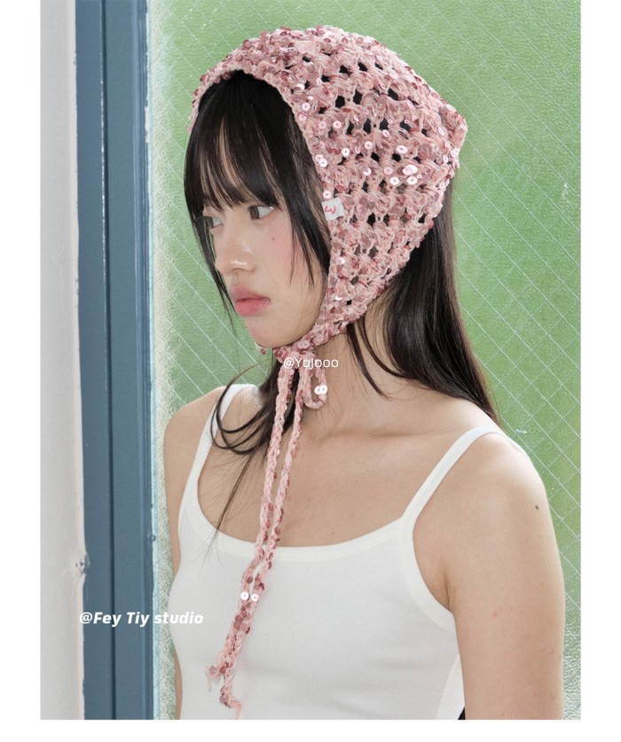 @ YoJooo Handmade Matte Sequined Triangle Scarf Female Headscarf