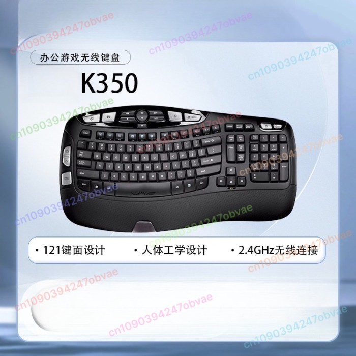 90% new Ergonomic Wireless Keyboard, Rechargeable Ultra Thin K350 WAVE USB Office Keyboard for PC L