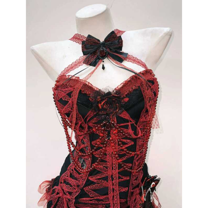 ▥ Y2k แฟชั่น Bustier Top Gothic Punk Tank Tops Vintage Tops Fairy Grunge Halter Topy2k Gothic เ