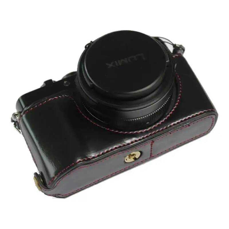 ▥ PU หนัง Half Body สําหรับ  LUMIX Dc-Lx100m2 M2 Lx100ii II Lx100 Markii แบตเตอรี่เปิด