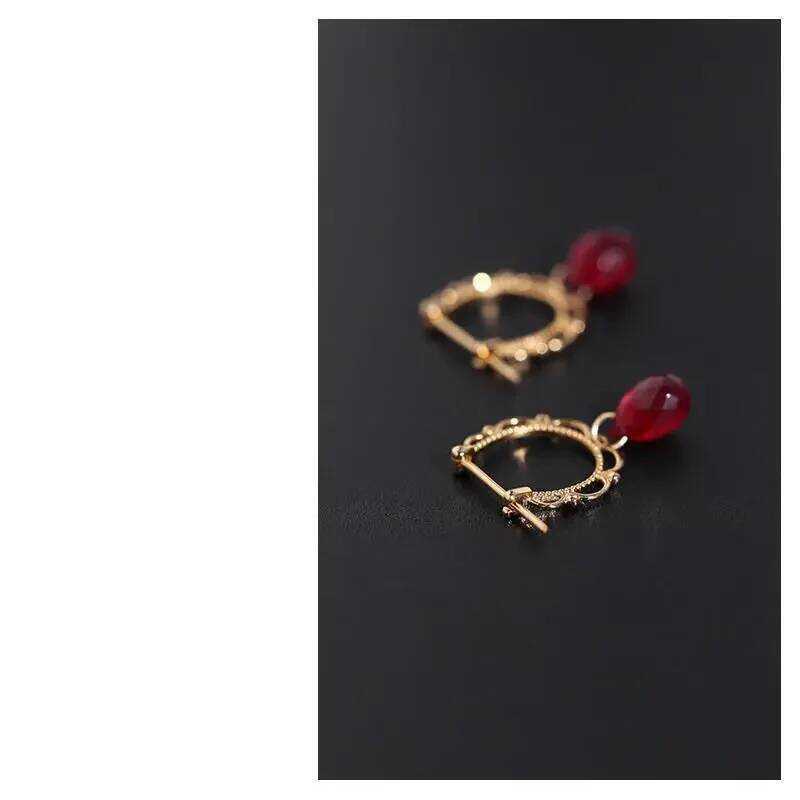 ▥ ใหม่ Original Design Drop-Shaped CUT Face CRAFT ต่างหู Retro ประณีตหรูหรา Noble Charm ผู้หญิง