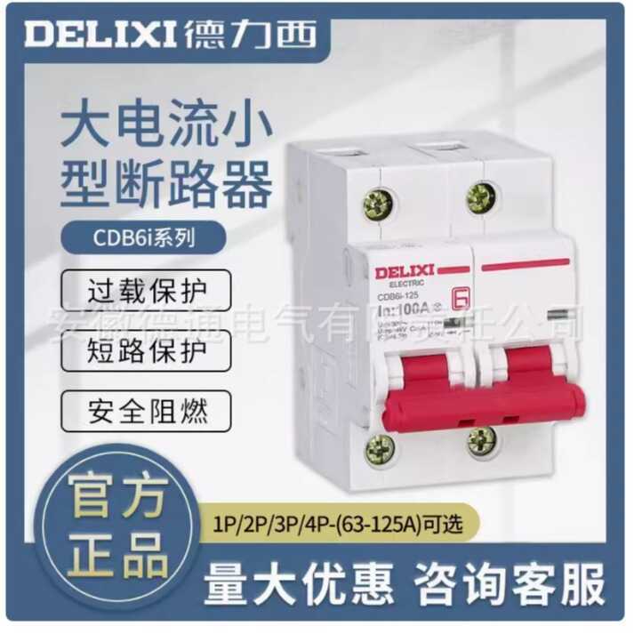 Delixi C Type High Current Circuit Breaker CDB6i-125 63A80A100A125 2P3P4P Hollow
