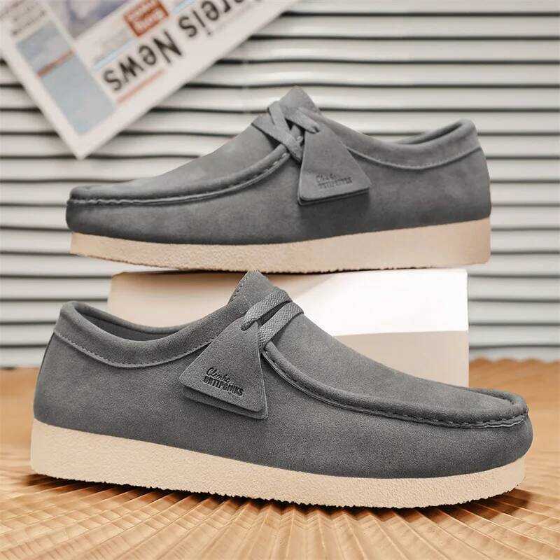 C Fashion Suede Loafer For Men Grey Casual Shoes Men Platform Slip-On Men's Driving Shoes Lightweig