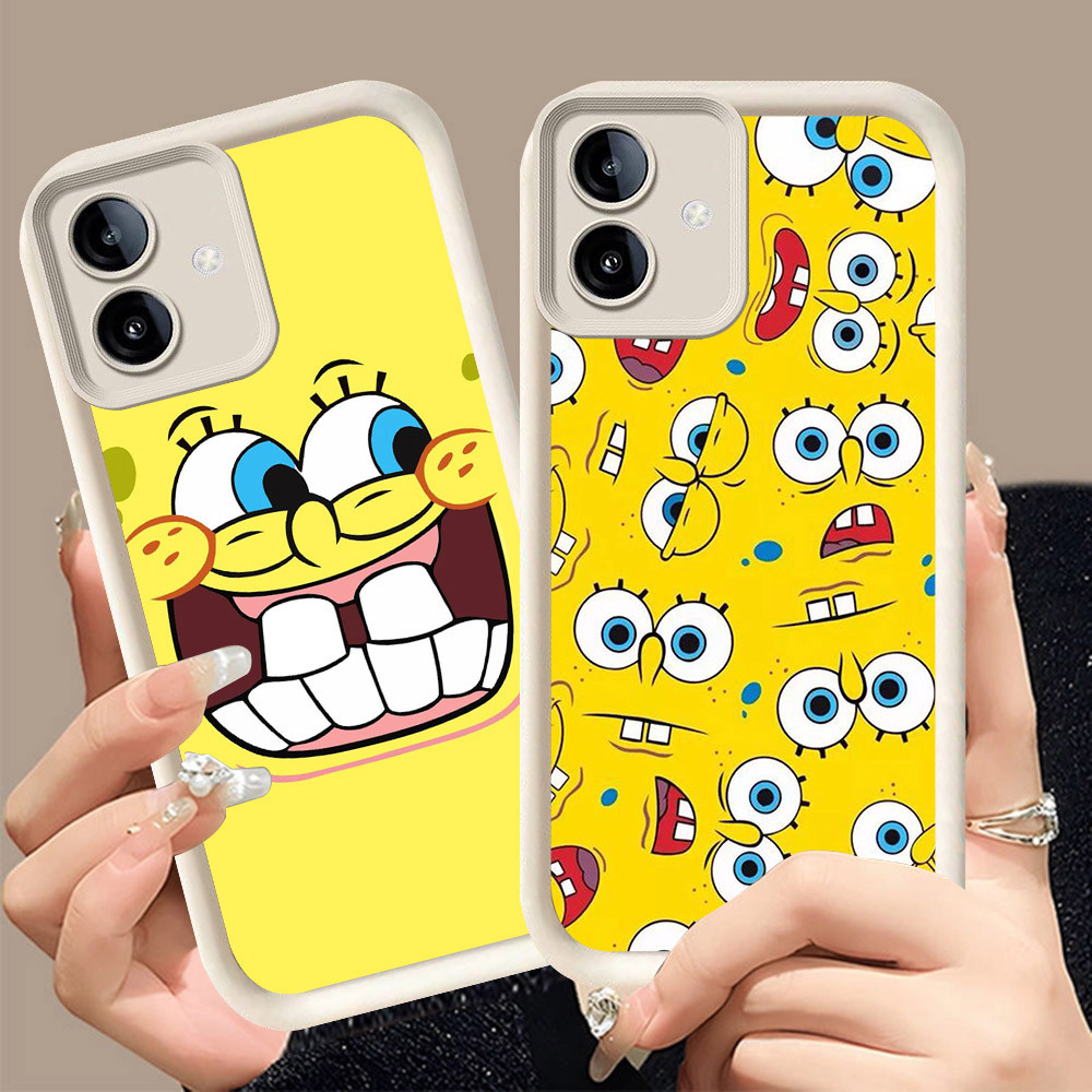 Q-25 SpongeBob ขาวดำเคสโทรศัพท์หรับ VIVO IQOO U5 Y75 Y02A U5E Y02T Y02 Z6 5G ปกสีชมพู