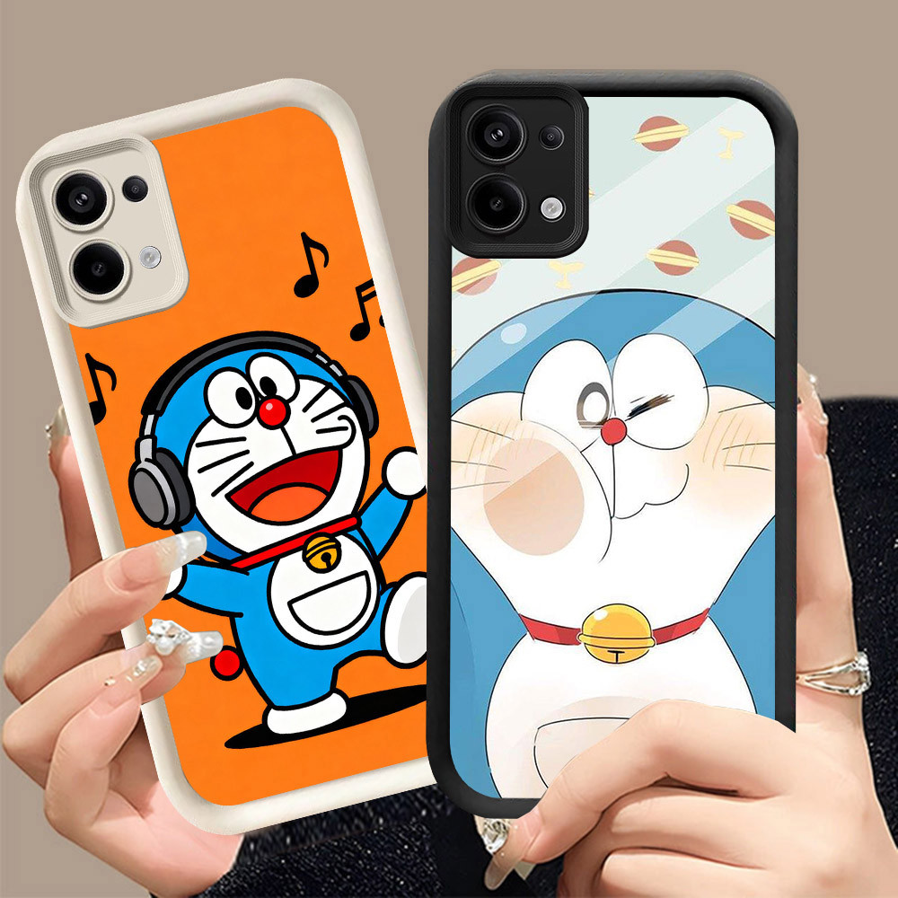 Q-6 Doraemon cute ขาวดำเคสโทรศัพท์หรับ Xiaomi MI POCO 12 C55 C50 C51 11 Lite ปกสีชมพู