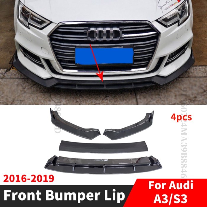 Front Bumper Lip Guard Chin Deflector For Audi A3 S3 2016 2017 2018 2019 8VS 8V7 Protector Tuning W