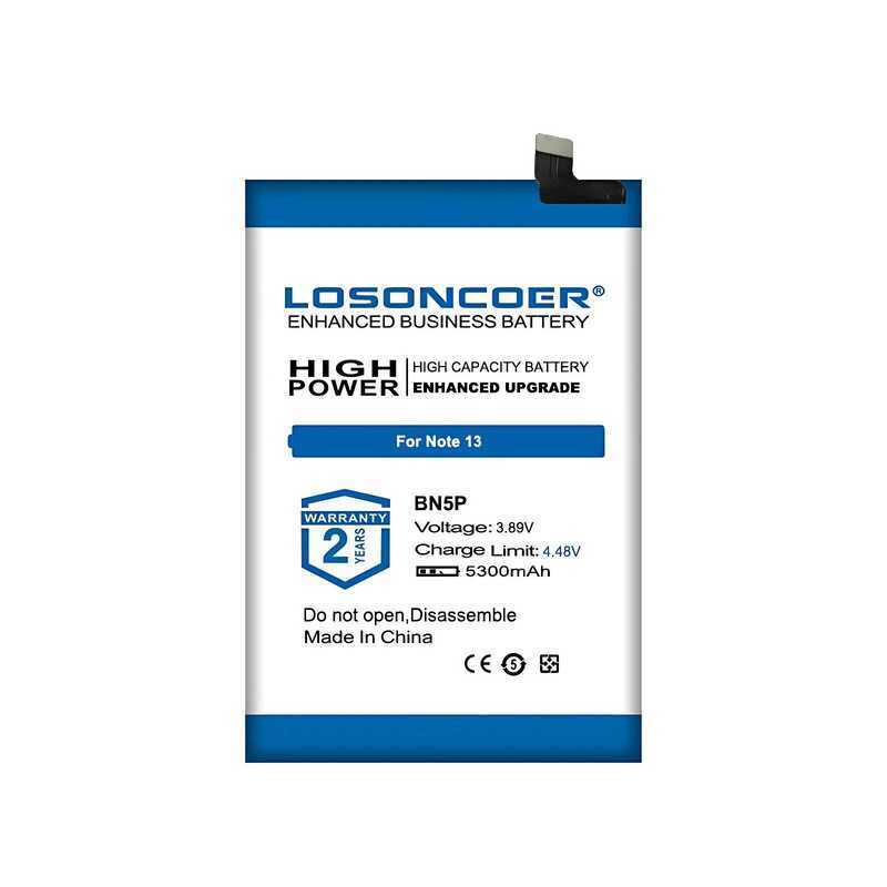แบตเตอรี่ LOSONCOER 5300-5500Mah สำหรับ Xiaomi Redmi Plus / Note 13 Pro 5G รุ่น Bn5p Bm5u Bm5v