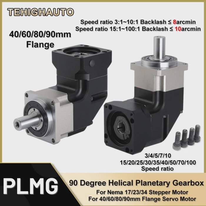 90 Degree Helical Corner Planetary Gearbox Right Angled Planetary Gear Ratio 3:1~100:1 8Arcmin for