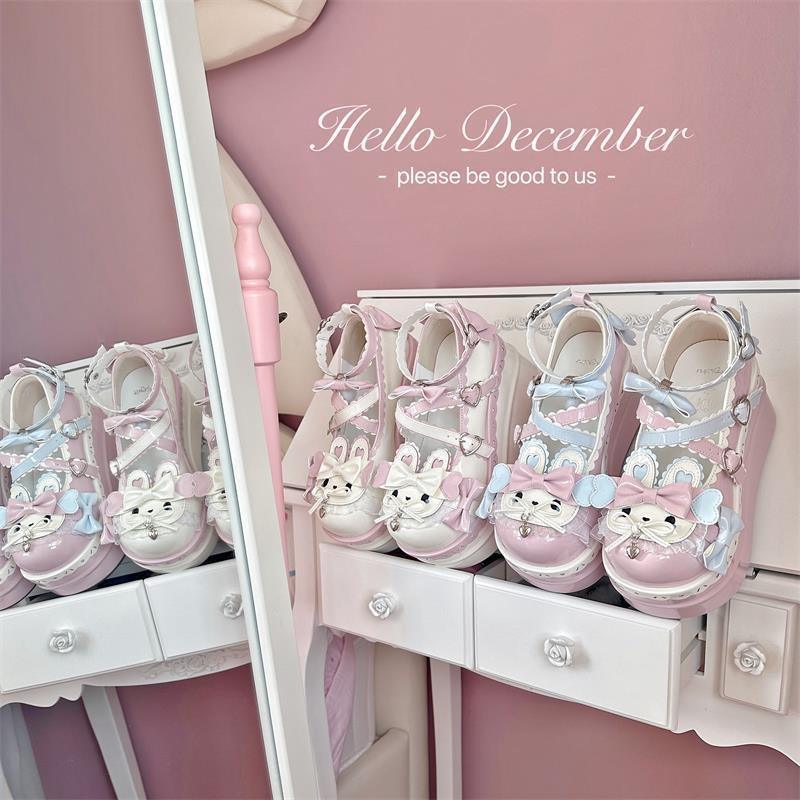 #daily# Tea Talk Rabbit น่ารักต้นฉบับ Lolita Single Shoes Lolita Princess Dress Lo Shoes หวานสาว ๆ