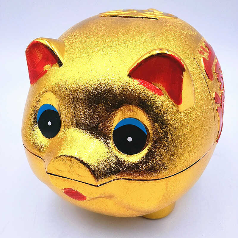 สินค้าใหม่พลาสติก Big Golden Pig Piggy Bank Piggy Bank Coin Bank Family Furnishings 5 Yuan Store Rus