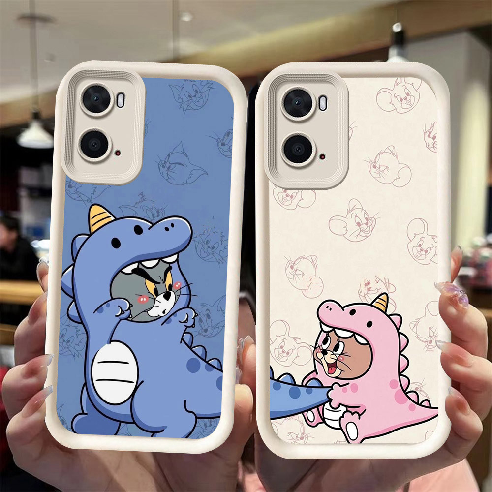 J-33 Cat Mouse couple ดำขาวชมพูเคสโทรศัพท์หรับ OPPO A57 A77S A57S A77 A56S A57E 5G