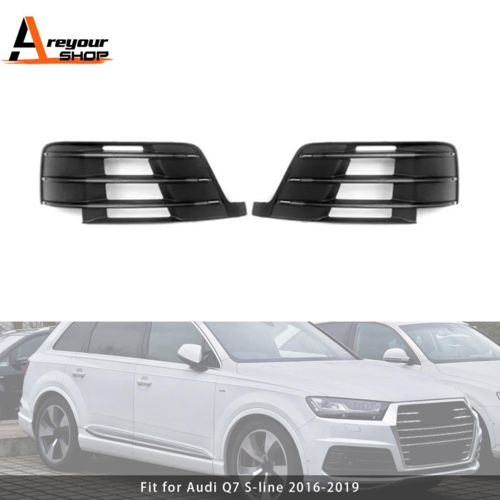 2X Original Car Front Bumper Fog Light Grilles for Audi Q7 S-Line 2016 2017 2018 2019