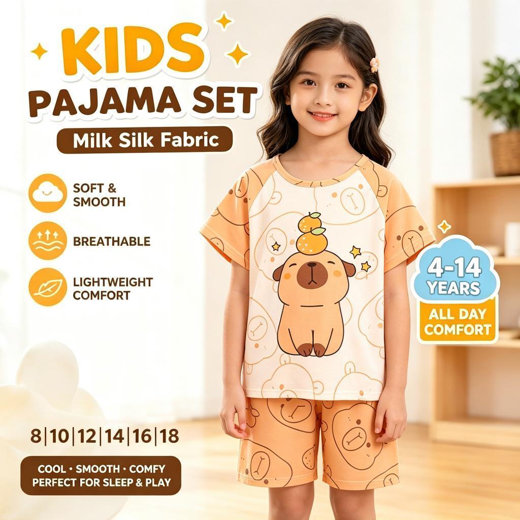 ชุดเสื้อผ้าฤดูร้อนสำหรับเด็กผู้หญิงสไตล์การ์ตูนธีมทอมแคท ชุดสองชิ้นสำหรับใส่พักผ่อนที่บ้าน เหมาะสำหรับแฟนโดราเอมอน