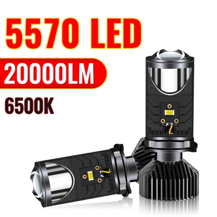 Y6 Turbo Fan H4 LED Headlights Car H4 Mini Projector Lens Super Bright Hi Lo Beam Bulb LED Lights C