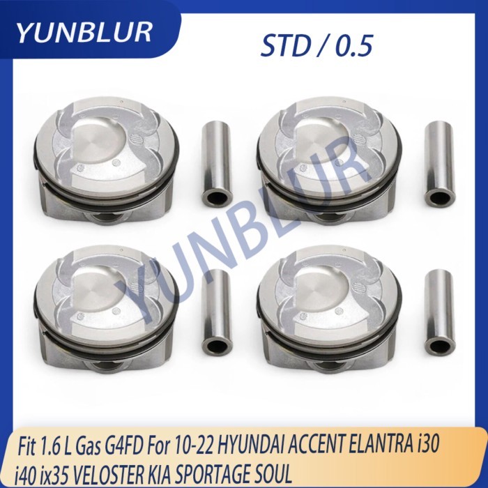 STD 0.5 Engine Piston & Rings Set Fit 1.6 L Gas G4FD For 10-22 HYUNDAI ACCENT ELANTRA i30 i40 ix35