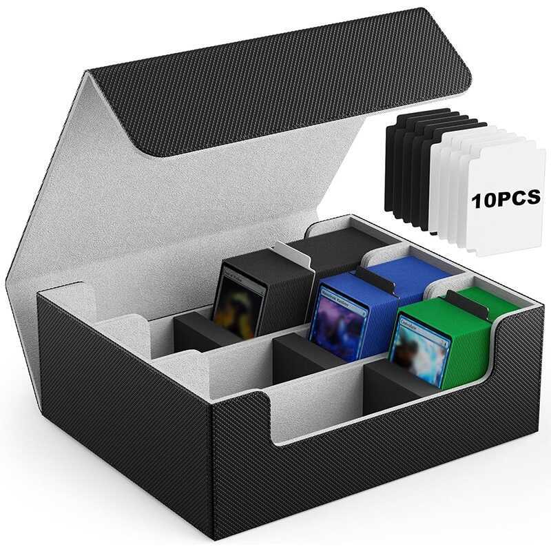 Trading Card Storage Box Game Card Card Card Box Card Holder เหมาะสําหรับ Trading Card 18 Leather Ma