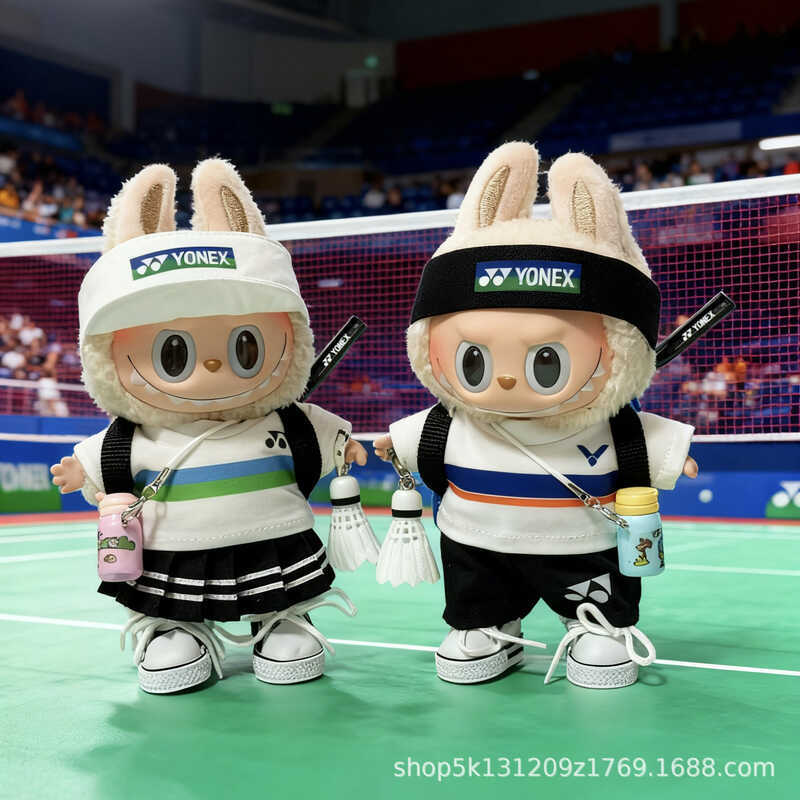 Labubu Badminton Baby Clothes One Two Three Generation bu Clothes 17cm Badminton Pendant dimoo