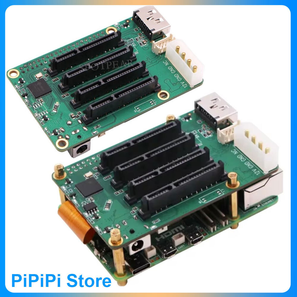Raspberry Pi 5 Penta SATA HAT บอร์ดขยายอินเทอร์เฟซ SATA 4Ch สําหรับที่เก็บ NAS สําหรับ Raspberry Pi5