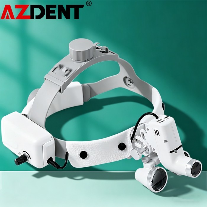 Azdent Dental Surgical LED Headlight Headband Binocular Loupes Brightness Spot Ajustable Headlamp L