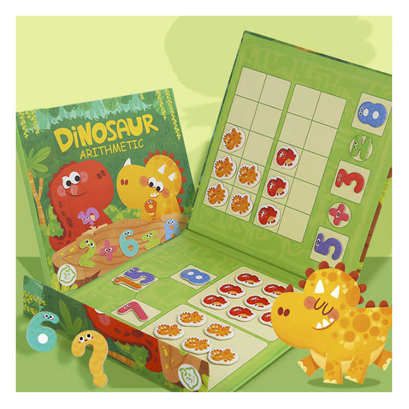 ontessori Games Magnetic Dinosaur Arithmetic Book Math Addition Subtraction Decomposition Math Toys
