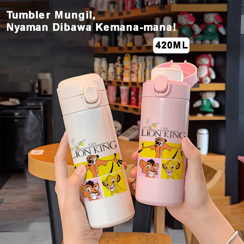 Tumbler THE LION KING 420ml สแตนเลส 304 ป้องกันการรั่วซึมร้อนและเย็นเหมาะสําหรับ Traveling CUPLXSPWD
