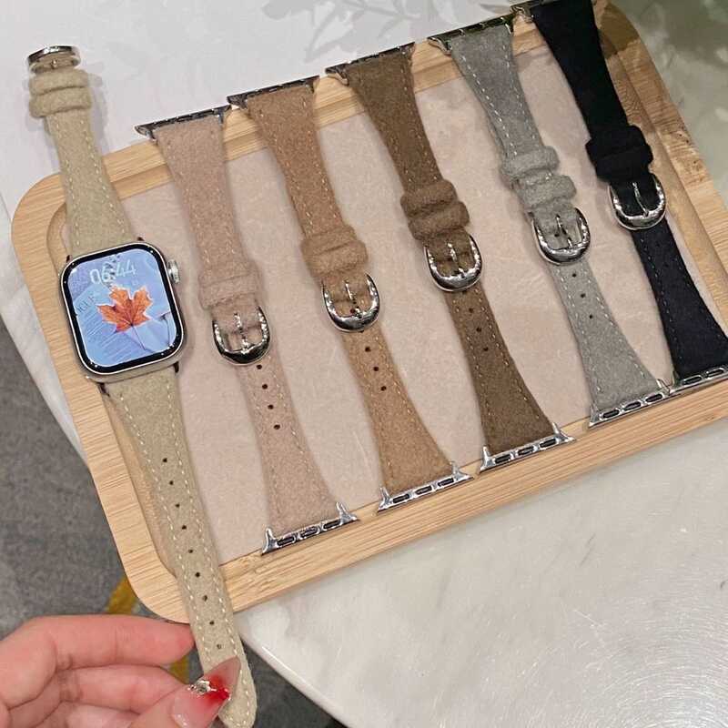 สายหนังเอวเล็กทําด้วยผ้าขนสัตว์เหมาะสําหรับ Apple Watch iwatch11 Generation987654อัลตร้า/ซี