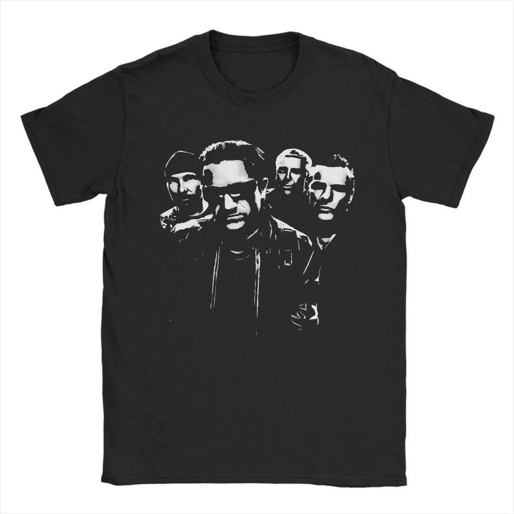 ผู้ชาย U2 Band T เสื้อผ้าฝ้าย 100% Vintage แขนสั้นลูกเรือคอ Tee เสื้อ 6XL เสื้อยืด
