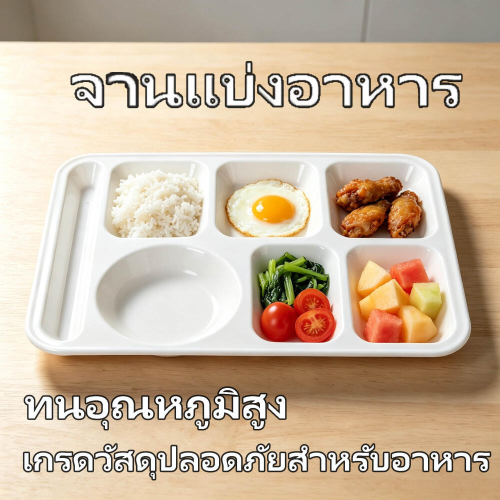 จานออร์เดิร์ฟเหลี่ยม 6 ช่อง เมลามีน ถาดออเดิร์ฟ 6 หลุม จานออเดิร์ฟ จานหลุม ถาดหลุม ถาดเหลี่ยม ถาดเมลามีน Phoenix 198B