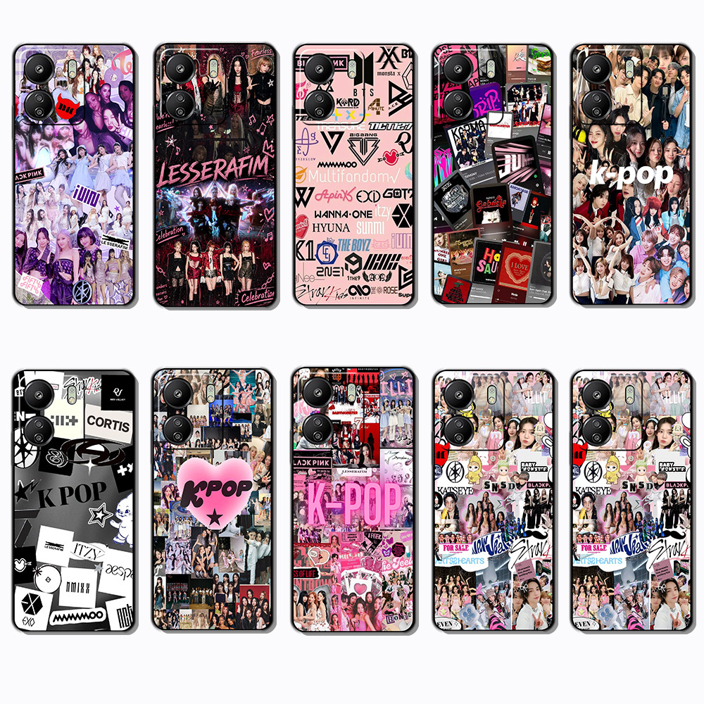 Xiaomi Redmi 13C POCO C65 POCO F7 X7 Pro M6 5G K-POP เคสโทรศัพท์สีดํานุ่มแฟชั่น