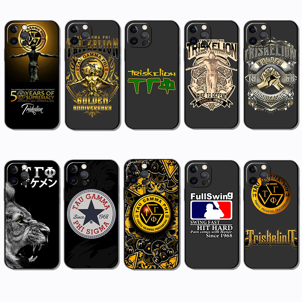เคสโทรศัพท์สีดําแบบนุ่มสําหรับ iPhone XS 11 16 Plus Pro Max tau gamma sigma Cover