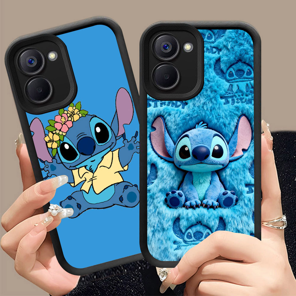 Q-20 Stitch ขาวดำเคสโทรศัพท์หรับ VIVO IQOO Y03T Y18S Z9 T3 Y03 Y18i Y18 LITE ปกสีชมพู
